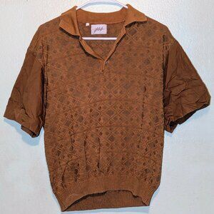 Brown Knit Short Sleeve Shirt***